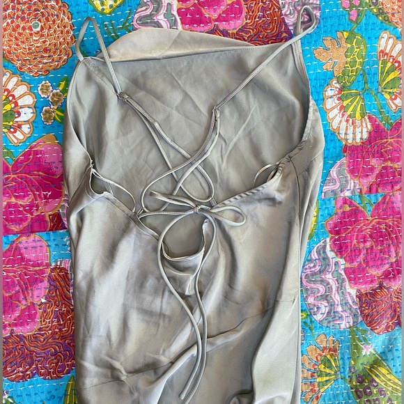 NWOT ASTR the Label Slip Dress Open
back Side Slit Sage Size Large - Picture 10 of 16